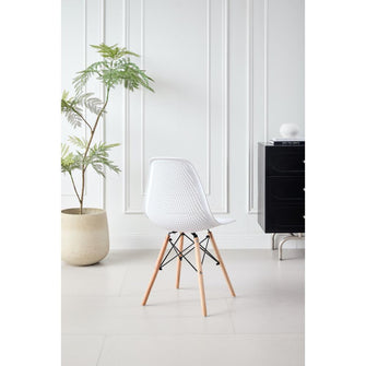 Silla Marcus, Color Blanco, Con espaldar y patas en Madera X4