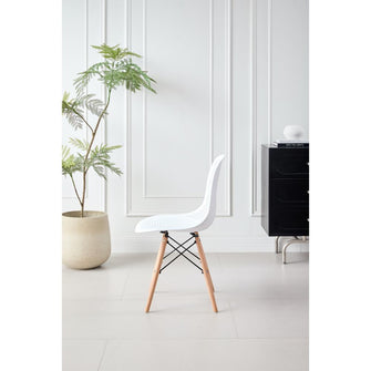 Silla Marcus, Color Blanco, Con espaldar y patas en Madera X4