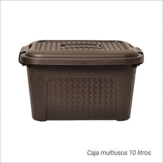 Caja Multiusos Rattan de 10 Litros Gris
