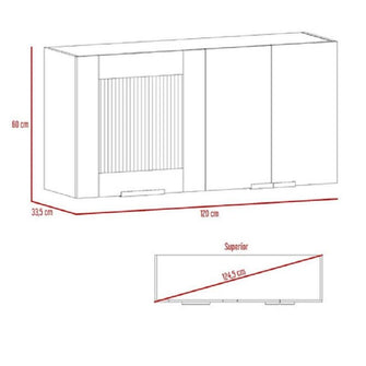 Gabinete Superior Diamante, Gris, con Tres Puertas Abatibles