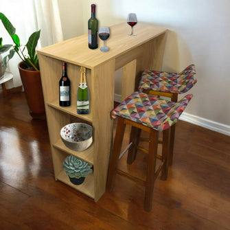 Barra de Cocina 101.5x100x40cm Madera + 2 Sillas Bar Colors