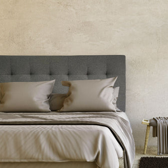 Combo Cabecero Cama Doble (60x140x5) Gris Memphis + Set x 2 mesas de noche Toulus Flotantes