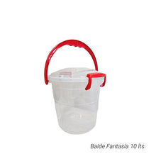 Balde Fantasia 10Lt Transparente Manija Roja