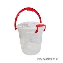 Balde Fantasia 15Lt Transparente Manija Roja