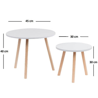 Set x 2 Mesa De Centro Bolillo (40x45x45) Blanca