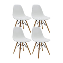 Kit por 4 sillas Eames Patas En Madera para comedor, sala, restaurante - Blancas