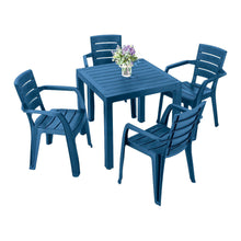 Combo Comedor Barú Trendy (1 Mesa + 4 Sillas Con Brazos) Azul Petroleo