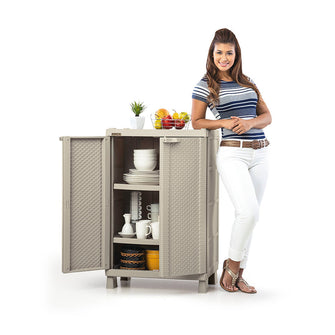 Armario Mediano Apariencia Rattan Taupe