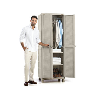 Armario Para Ropa Apariencia Rattan Taupe