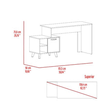 Escritorio Lera, Tivoli, con puerta batiente para almacenar libros