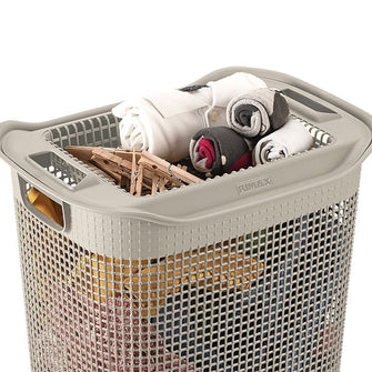 Cesta Para Ropa Linum Con Tejido Premium Taupe