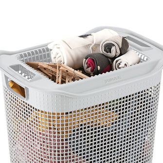 Cesta Para Ropa Linum Con Tejido Premium Gris Hielo