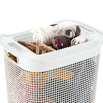 Cesta Para Ropa Linum Con Tejido Premium Blanco