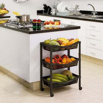 Canasta Móvil Rectangular de 3 Niveles Wengue
