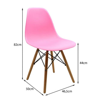 Kit por 2 sillas Eames Patas En Madera para comedor, sala, restaurante - Rosada