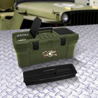 Caja Herramientas 20" Army Cerradura Plástica Verde