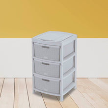 Gavetero Fique con 3 Gavetas y Tapa Organizadora Gris Hielo