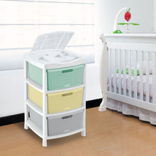 Gavetero Fique con 3 Gavetas y Tapa Organizadora Tricolor Bebe