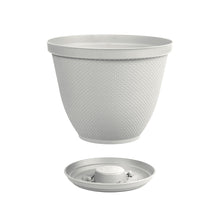 Matera Redonda Rafia 30 Cm con Plato Gris Hielo