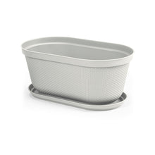 Matera Ovalada Rafia 40 Cm con Plato Gris Hielo