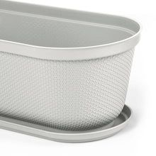 Matera moderna Ovalada Rafia 60 Cm con Plato Gris Hielo