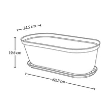 Matera moderna Ovalada Rafia 60 Cm con Plato Gris Hielo