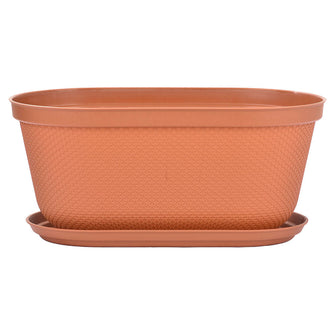 Matera Ovalada Rafia 40 Cm con Plato Terracota