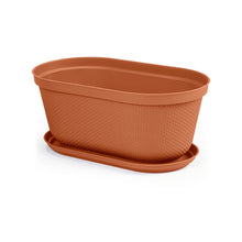 Matera Ovalada Rafia 40 Cm con Plato Terracota