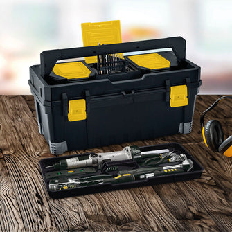 Caja Herramientas 23" Cerradura Plástica Negro