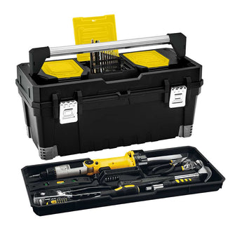 Caja Herramientas 25" Profesional Cerradura Metálica Negro