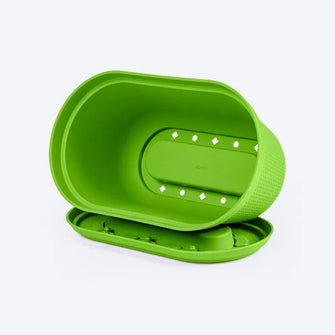 Matera Ovalada Rafia 40 Cm con Plato Verde Lima