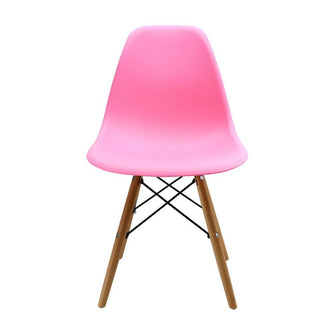 Kit por 2 sillas Eames Patas En Madera para comedor, sala, restaurante - Rosada