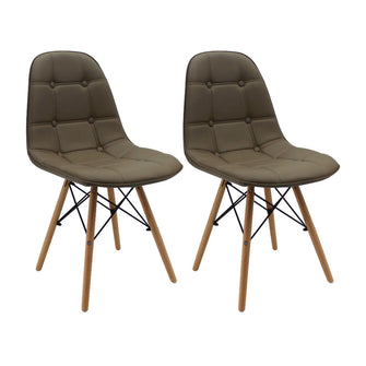 Kit por 2 Silla Botones Eames Acolchada - Beige