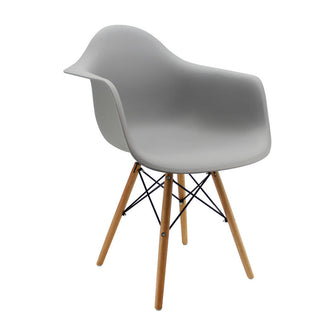 Kit por 4 Silla Eames Con Brazos Patas en Madera - Gris