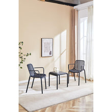 Set de 2 Sillas Parma, Negro, con Espaldar en Rayas y Diseño Minimalista