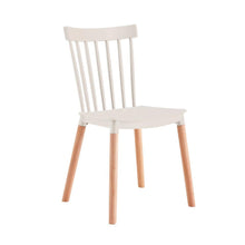 Set de 6 Sillas Jeicob, Blanco y Café Claro, Cómodo Asiento y Patas en Madera