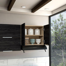 Mueble Sobre Campana de Cocina Monet, Beige y Gris, con Espacio Para Campana Extractora