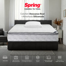 Colchón Spring Descanso Real Semidoble 120X190 Cm + Set Almohada Siliconada