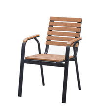 Set de 4 Sillas Comedor Exterior Rapel, Negro y Roble, con Cómodo Espaldar