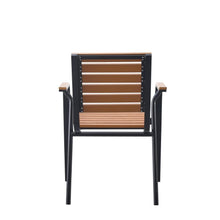 Set de 4 Sillas Comedor Exterior Rapel, Negro y Roble, con Cómodo Espaldar
