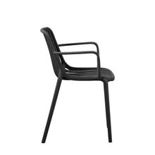 Set de 4 Sillas Parma, Negro, con Espaldar en Rayas y Diseño Minimalista