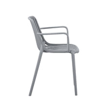 Set de 4 Sillas Parma, Gris, con Espaldar en Rayas y Diseño Minimalista