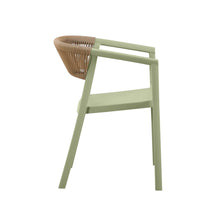 Silla Bali, Verde, Con espaldar en cuerdas y diseño Moderno