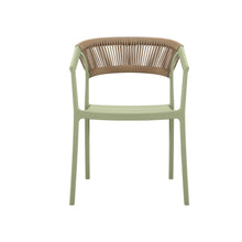 Silla Bali, Verde, Con espaldar en cuerdas y diseño Moderno