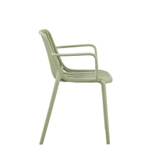 Set de 4 Sillas Parma, Verde, con Espaldar en Rayas y Diseño Minimalista