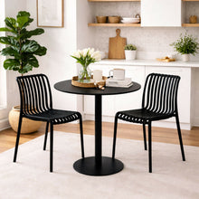 Comedor Redondo Metálico Maiu Negro + 2 Sillas Interior y Exterior