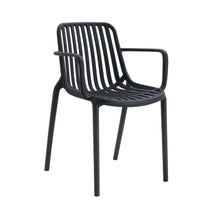 Set de 2 Sillas Parma, Negro, con Espaldar en Rayas y Diseño Minimalista