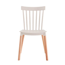 Set de 6 Sillas Jeicob, Blanco y Café Claro, Cómodo Asiento y Patas en Madera