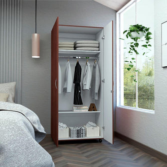 Closet Otán, Marrón y Blanco, con Dos Puertas Abatibles con Cerradura y Variedad de Entrepaños