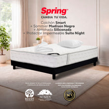 Combo Colchón Spring Smart Sencillo 100X190 Cm + Base Cama Negra + Almohada + Protector